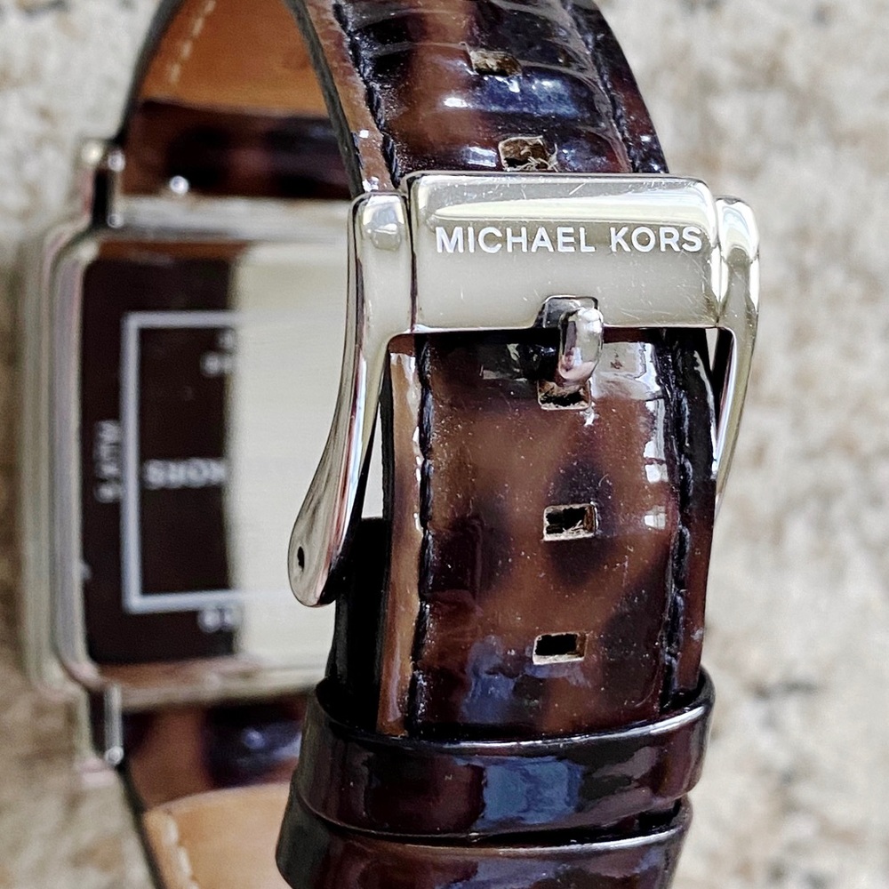 Michael Kors Leather, Tortoise and Silver Watch - Picture 6 of 16
